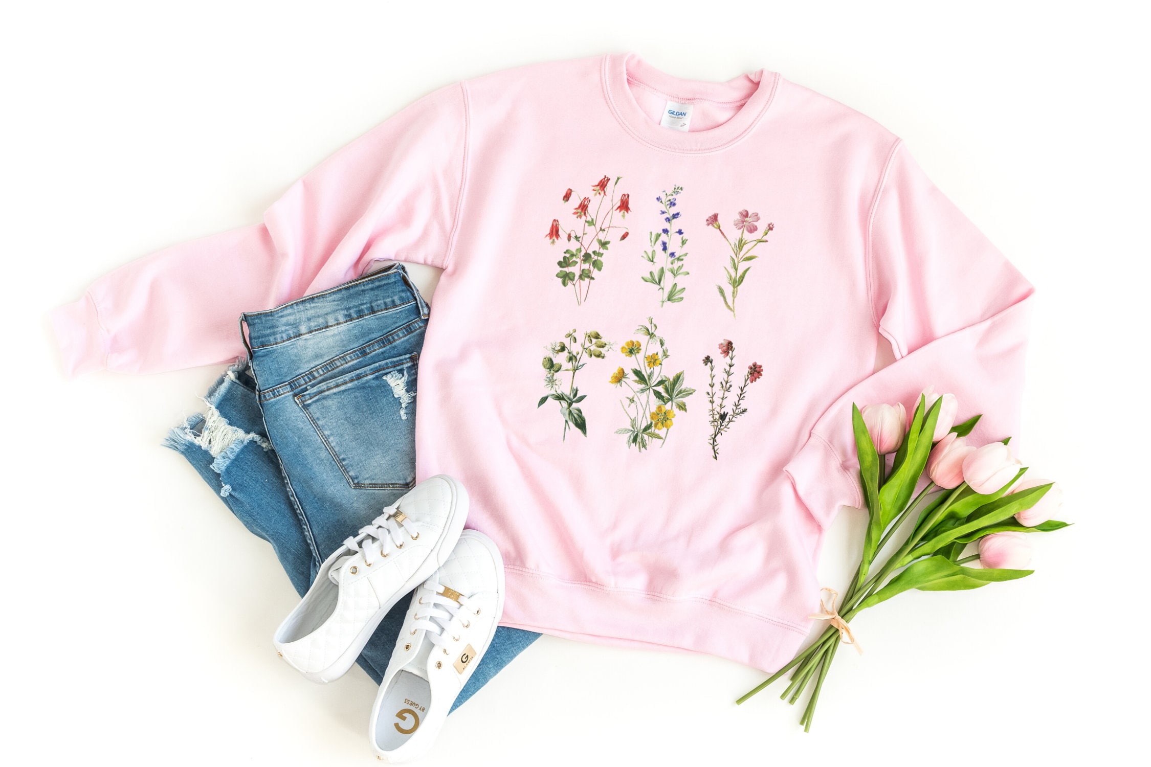 Fox Botanical sweatshirt Gildan Unisex long sleeve Floral shirt screenprinted gift for her Mother's Day
