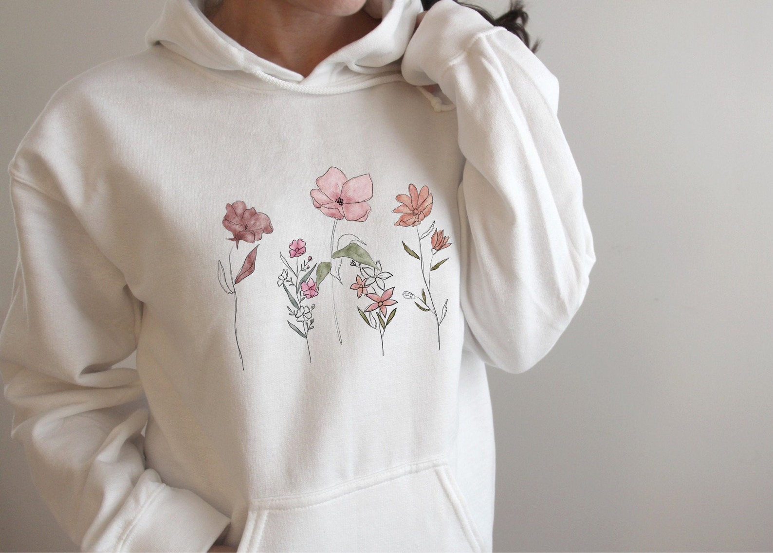 Wildflower Hoodies Botanical Hoodies Hoodies With Flowers | Etsy