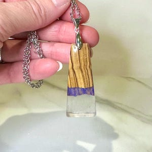 Olive Wood and Blue Pendant
