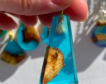 Teal Burl Triangle Pendant!