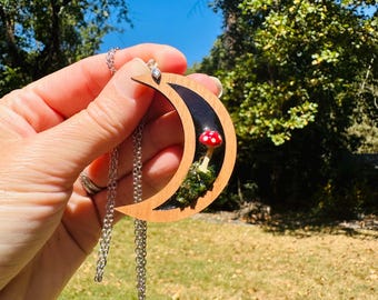 Crescent Moon Toadstool Pendant!
