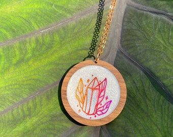 Pink and orange crystal pendant!!
