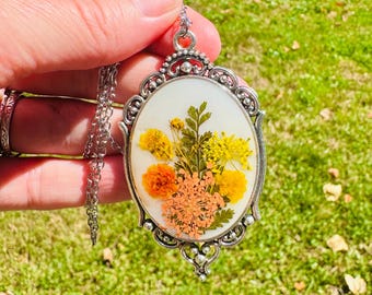 Orange Garden Cameo Pendant