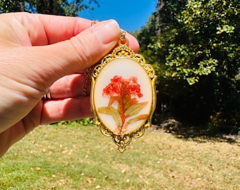 Pink Flower Cameo Pendant