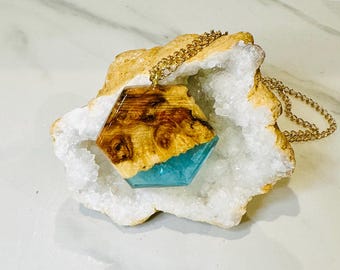 Teal Hexagon Pendant!