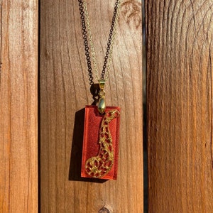 Vintage gold paisley and ruby red rectangle pendant necklace!