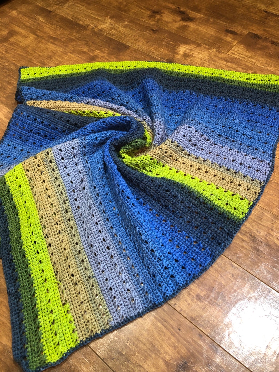 Blue Baby Blanket Green Baby Blanket Striped Baby Blanket Etsy