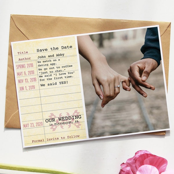 Love Story Library Card Printable Save the Date