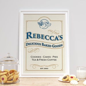 Custom Retro Baking Poster - Printable Wall Art - Personalize Your Name & Year Established