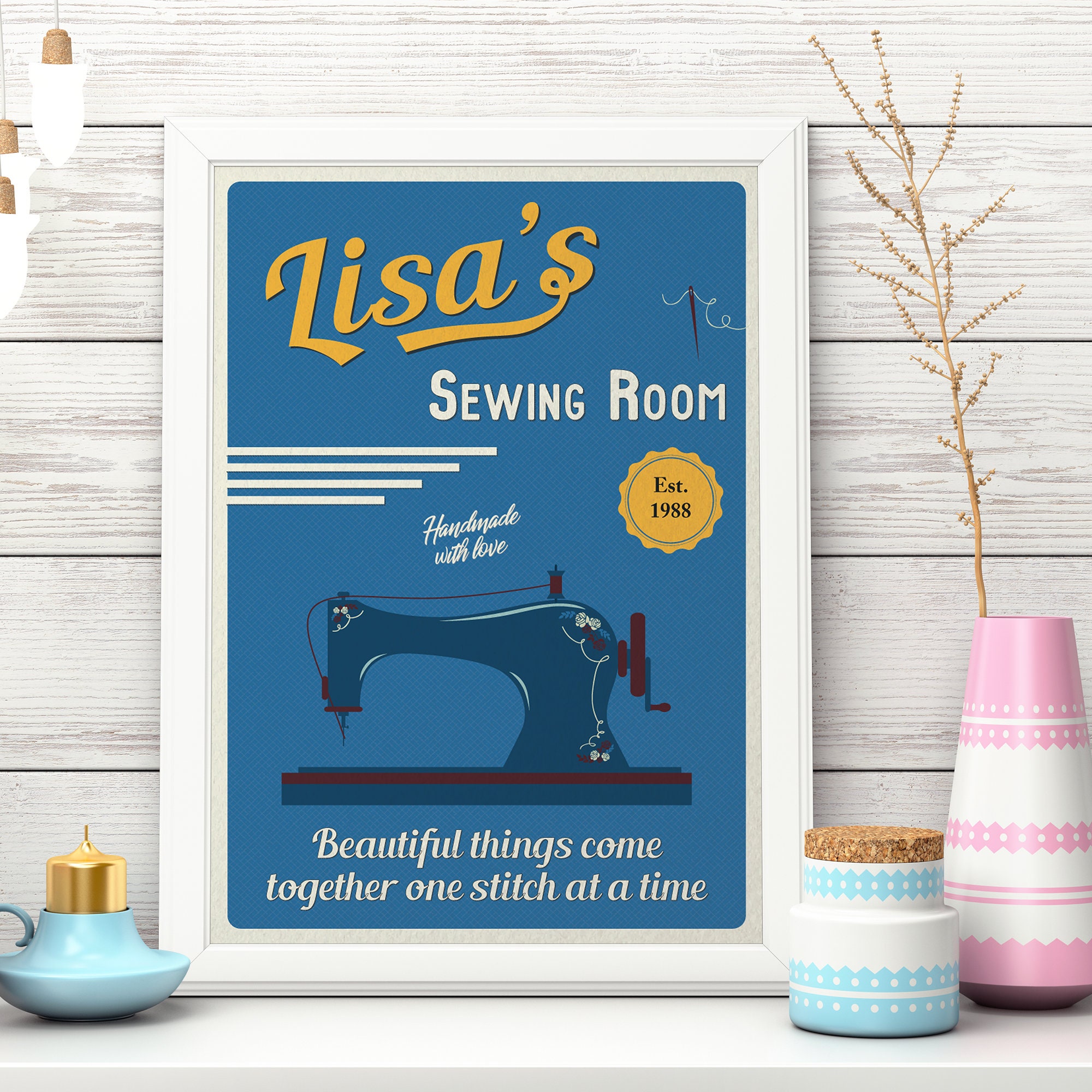 Custom Retro Poster for Sewing Room Printable Wall Art Etsy Australia