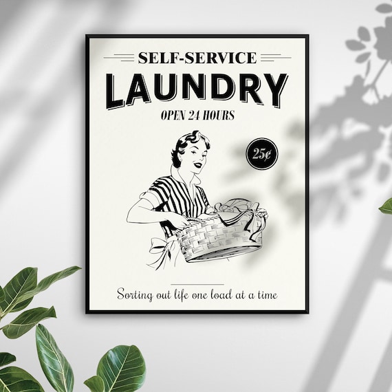 Retro Laundry Poster - Farmhouse Style - Printable Wall Art