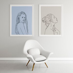 Set of 2 Women Line Art Prints Printable Wall Art | Etsy Australia
