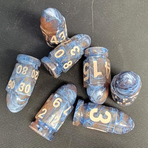 High Tide Dawning-- Handmade Resin 7Pcs Polyhedral DnD Dungeons and Dragons D&D D and D Pathfinder RPG Bullet Dice Sets