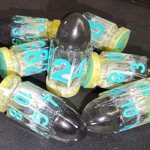 Sun Spun Teal-- Handmade Resin 7Pcs Polyhedral DnD Dungeons and Dragons D&D D and D Pathfinder RPG Bullet Dice Sets