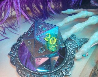 Turquoise Abyss-- Handmade Resin DnD D and D D&D Dungeons and Dragons Pathfinder RPG Geode Chonk Jumbo D20
