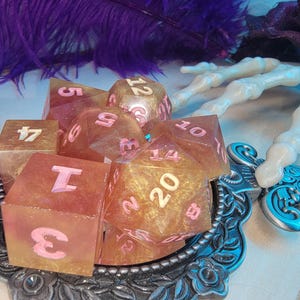 Blind Date with Dice -- Mystery Handmade Resin 7Pcs Polyhedral DnD Dungeons and Dragons D&D D and D Pathfinder RPG Sharp Edged Dice Sets