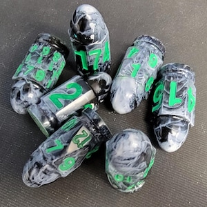 Beetle Marbling-- Handmade Resin 7Pcs Polyhedral DnD Dungeons and Dragons D&D D and D Pathfinder RPG Bullet Dice Sets