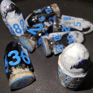 Sipping Space Lattes-- Handmade Resin 7Pcs Polyhedral DnD Dungeons and Dragons D&D D and D Pathfinder RPG Bullet Dice Sets