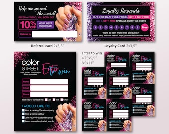 Drip Purple Glitter Colorstreet Colorstreet Loyalty Cards Colorstreet Dripping Rainbow Loyalty Rewards Template Instant Download