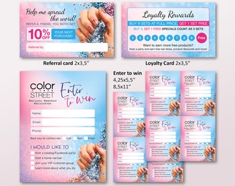 Drip Purple Glitter Colorstreet Colorstreet Loyalty Cards Colorstreet Dripping Rainbow Loyalty Rewards Template Instant Download