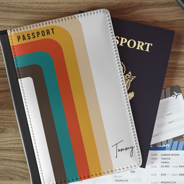 Personalized Passport Cover Holder, Monogram custom wallet, BoHo Design case,Organize Family Travel Essentials,Student Abroad Athlete Gift