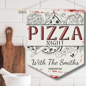 Custom Pizza Night Pennant Banner: Personalized Kitchen Decor