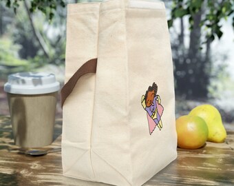 Personalized Canvas Lunch Snack Tote Bag, Easy to Pack and Carry, Large Lunch Bag, updated brown bag lunch, eco-friendly classic