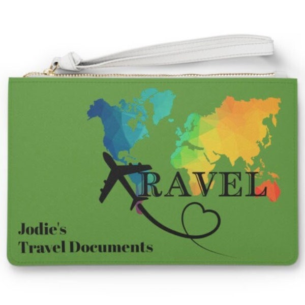 Personalized Family Travel Documents Clutch Bag Pouch, Vacation Passport Holder Essential, Pet Wallet Trip Abroad Gift, Retirement Boss