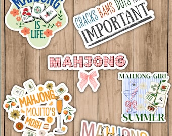 Mahjong Stickers: Mom Mahj Squad Party Favors, Game Night Accessories