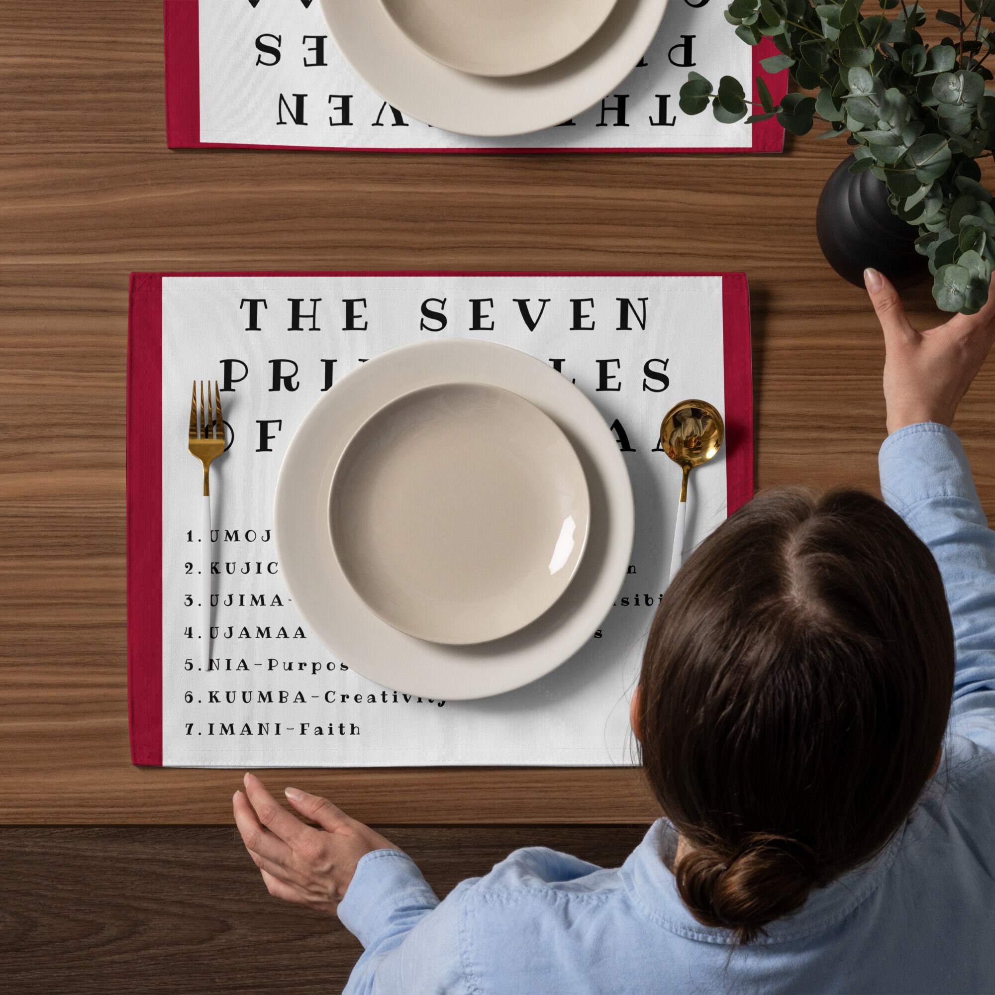 Kwanzaa Placemats Seven Principles Set of 4 Placemats for Cultural Kwanzaa Conversation and