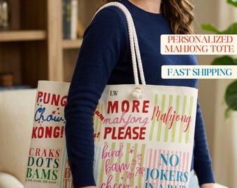 Bolsa de Mahjong Personalizada, Estampa Colorida de Mahjong por Toda a Peça, Ideal para Presentear Amantes de Mahjong, Porta-Peças, Tapete e Sacola. Perfeita para Praia e Viagens.