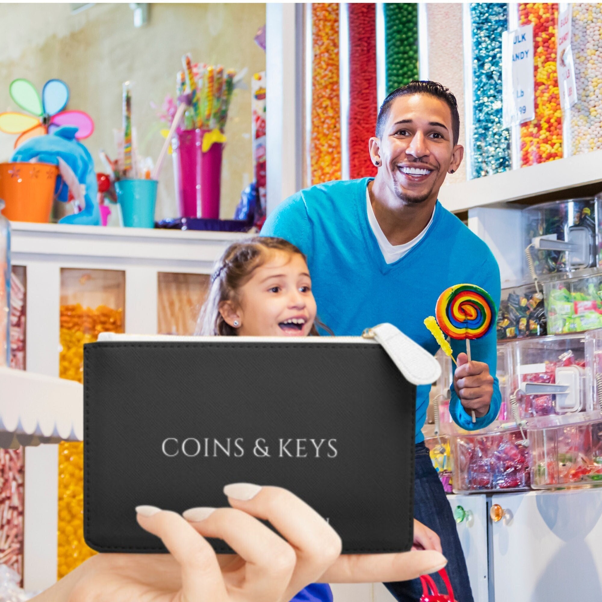 Personalized Mini Clutch for Coins and Keys, Laundromat Quarters