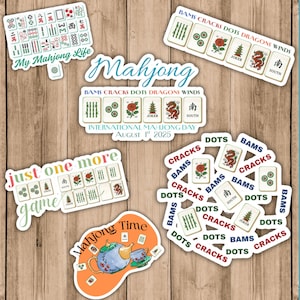 Mahjongstickers, moeder Mahj Squad Party-cadeaus, Ladies Games Night Cracks Bams Dots, International Mahjong Day Accessoires Tournament Lover