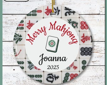 Mahjong Christmas Holiday Ornaments, Custom Seasonal Hostess Mahj Gifts