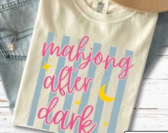 Mahjong After Dark Shirt, Mahjong Lover Tee Comfort Colors® Game Night Tee, Mahjong Player Preppy Host Club Gift, Retro Summer Shirt