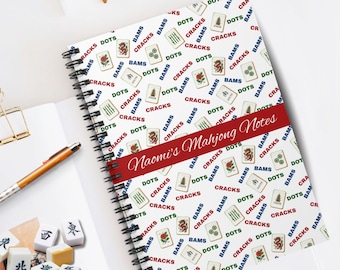 Personalized Mahjong Notebook Memory Journals, Bams Cracks Dots Hostess Strategy Book Gift