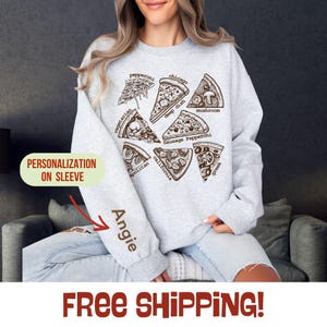 Custom Vintage Pizza Sweatshirt, Personalized Pizza Lover Cottage Core Aesthetic, Unisex Crewneck Jumper,Gift for Foodie,Pizza Hobby Apparel