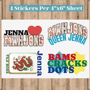Personalized Mahjong Stickers: Game Night Party Favors