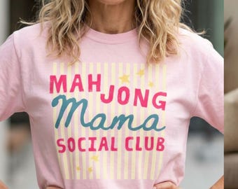Mahjong Mama Shirt, Comfort Colors® Social Club Game Night Tee, Mahj Mama Player Lover Shirt, Mahj Club Preppy Host Gift