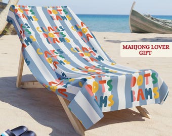 Dots Bams Craks Mahjong Lover Beach Towel