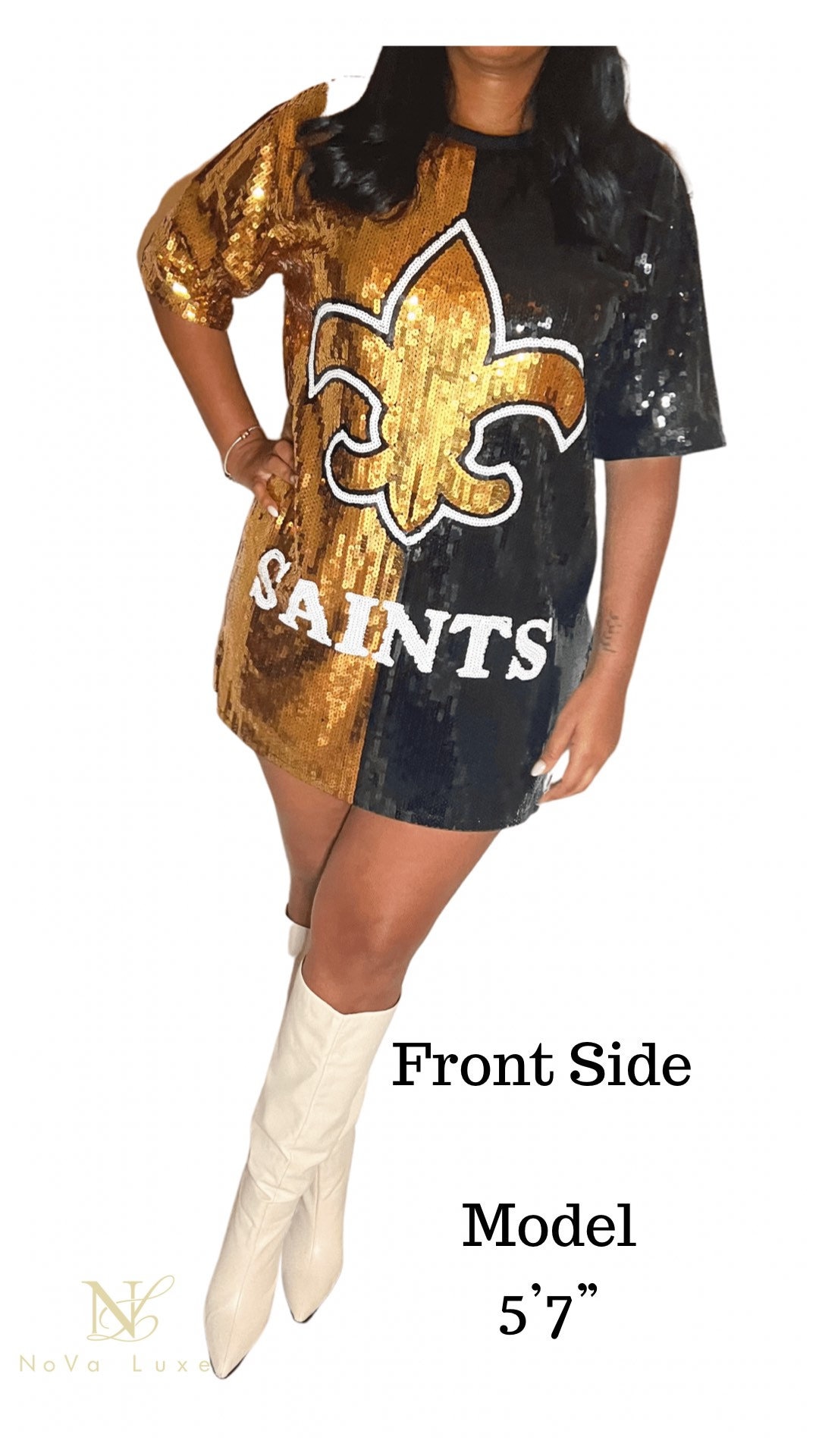 New Orleans Saints Gold Jersey Dress - BLACK & GOLD SPORTS