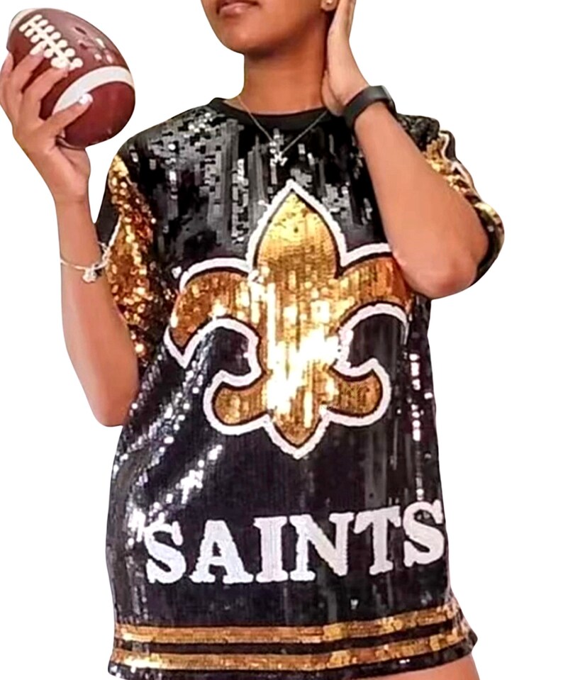New Orleans Saints Ladies Black and Gold Saints Sequin Dress Etsy