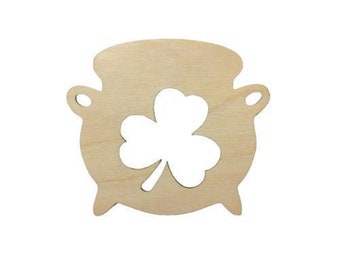 Pot Of Gold, Multiple Sizes, Laser Cut, Holiday Wooden Cutouts, DIY Decorations, Cutout Shapes, Craft Supplies, Unfinished Wood