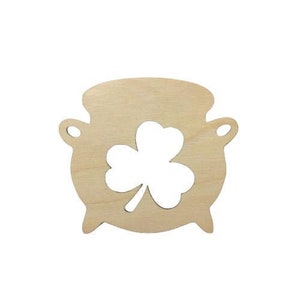 Pot Of Gold, Multiple Sizes, Laser Cut, Holiday Wooden Cutouts, DIY Decorations, Cutout Shapes, Craft Supplies, Unfinished Wood