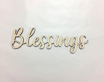Blessings Wood Cutout, Multiple Sizes, Laser Cut, Holiday Wooden Cutouts, DIY Decorations, Cutout Shapes, Craft Supplies, Unfinished Wood