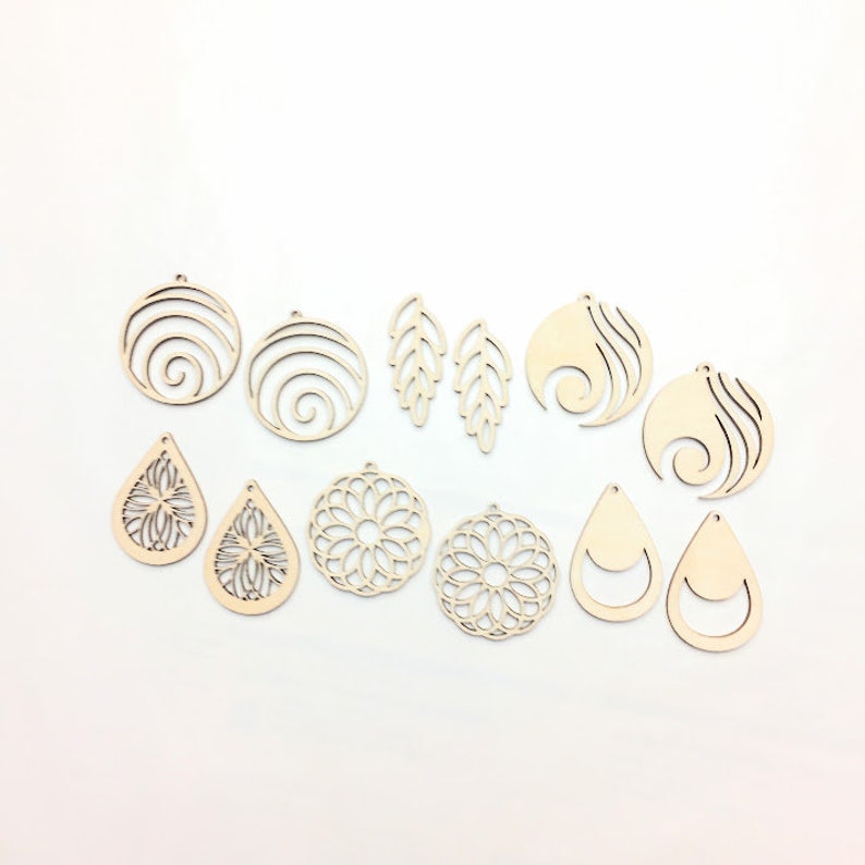 12 Piece Variety Pack Earring Blanks DIY Wood Earring Blanks Etsy