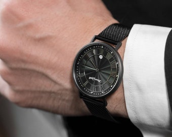 Mystic Noir: Embrace Time’s Lunar Glow with our Black on Black Moon-inspired Watch on Etsy
