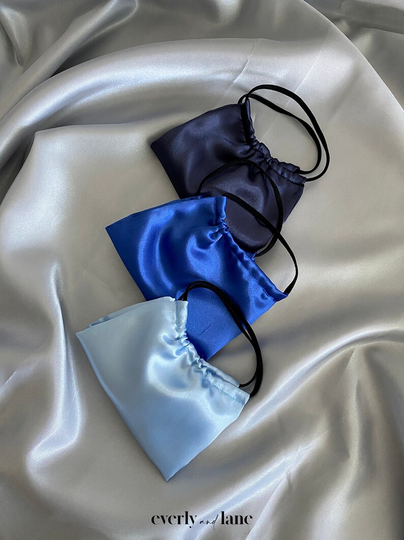 Blue Silk Satin Face Mask 2 Layer Silk Satin Made in USA Etsy