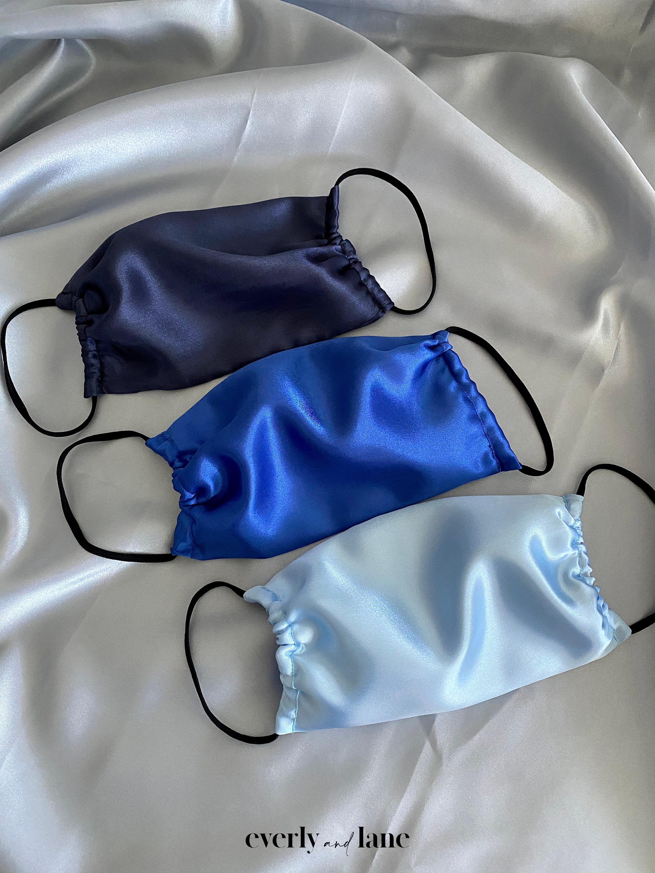 Blue Silk Satin Face Mask 2 Layer Silk Satin Made in USA Etsy