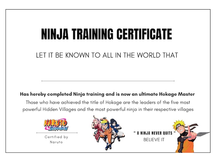 Ninja Certificate Template - Etsy Australia